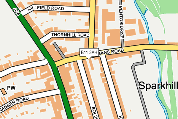 B11 3AH map - OS OpenMap – Local (Ordnance Survey)