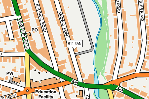 B11 3AN map - OS OpenMap – Local (Ordnance Survey)