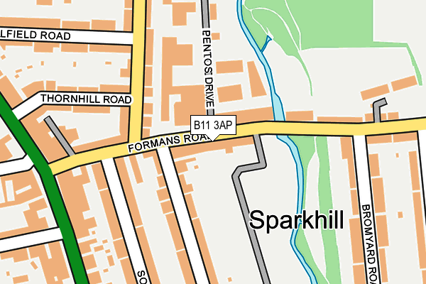 B11 3AP map - OS OpenMap – Local (Ordnance Survey)