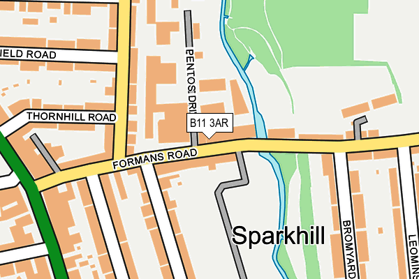 B11 3AR map - OS OpenMap – Local (Ordnance Survey)