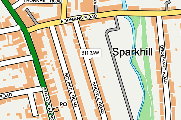 B11 3AW map - OS OpenMap – Local (Ordnance Survey)