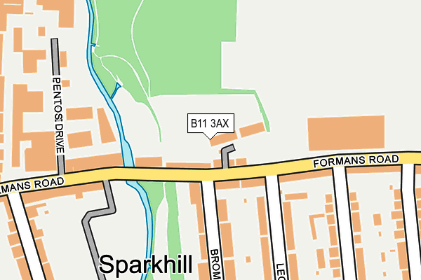 B11 3AX map - OS OpenMap – Local (Ordnance Survey)