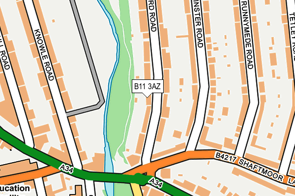B11 3AZ map - OS OpenMap – Local (Ordnance Survey)