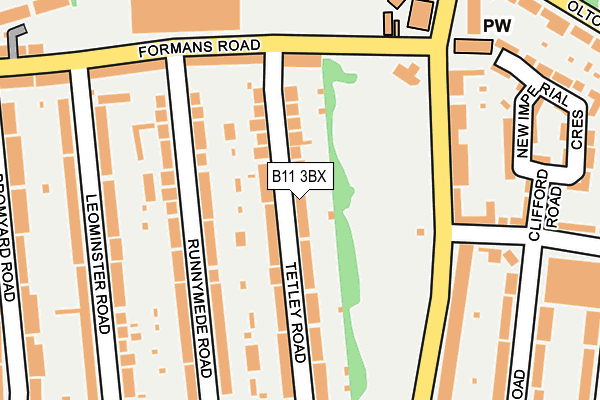 B11 3BX map - OS OpenMap – Local (Ordnance Survey)