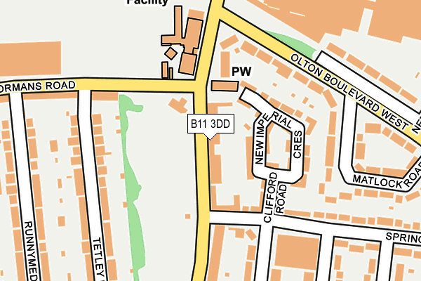 B11 3DD map - OS OpenMap – Local (Ordnance Survey)