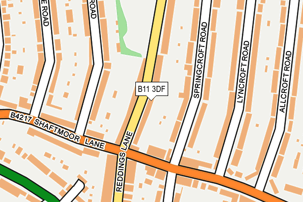 B11 3DF map - OS OpenMap – Local (Ordnance Survey)