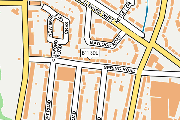 B11 3DL map - OS OpenMap – Local (Ordnance Survey)