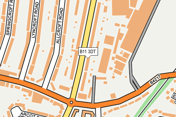 B11 3DT map - OS OpenMap – Local (Ordnance Survey)