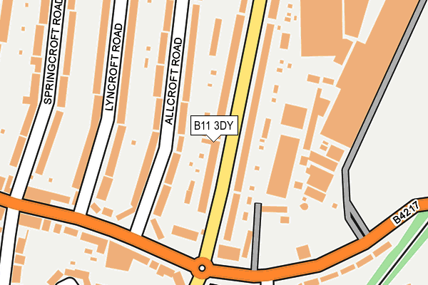 B11 3DY map - OS OpenMap – Local (Ordnance Survey)