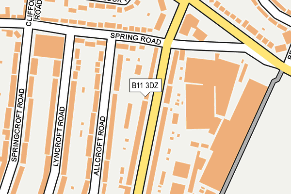 B11 3DZ map - OS OpenMap – Local (Ordnance Survey)