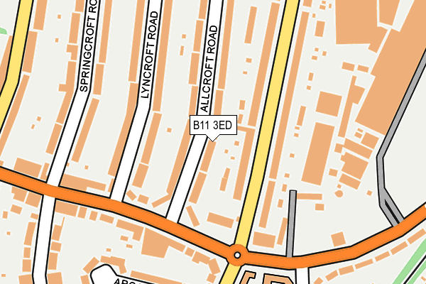 B11 3ED map - OS OpenMap – Local (Ordnance Survey)