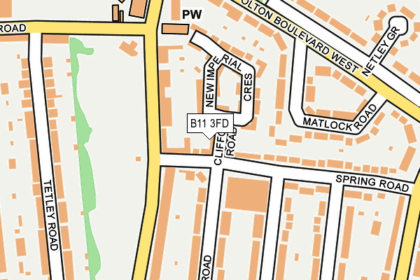 B11 3FD map - OS OpenMap – Local (Ordnance Survey)