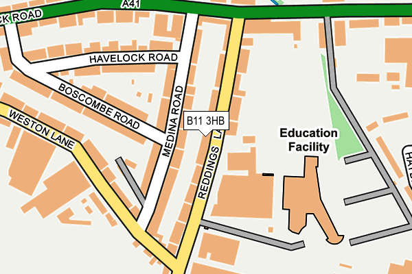 B11 3HB map - OS OpenMap – Local (Ordnance Survey)