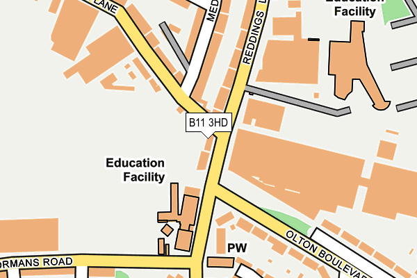 B11 3HD map - OS OpenMap – Local (Ordnance Survey)