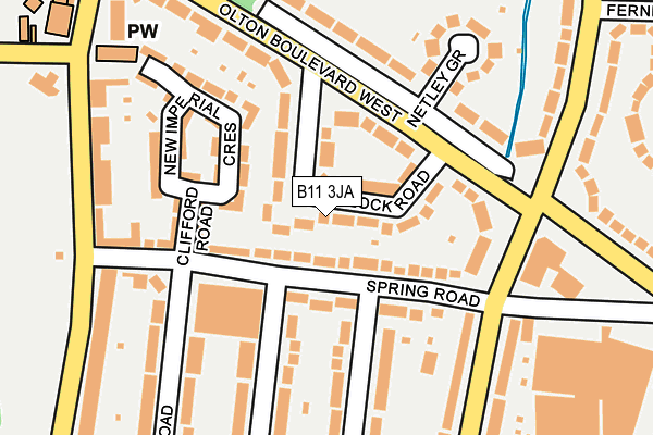 B11 3JA map - OS OpenMap – Local (Ordnance Survey)