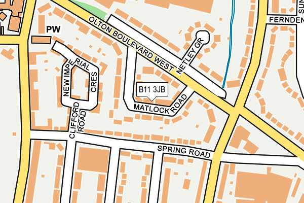 B11 3JB map - OS OpenMap – Local (Ordnance Survey)