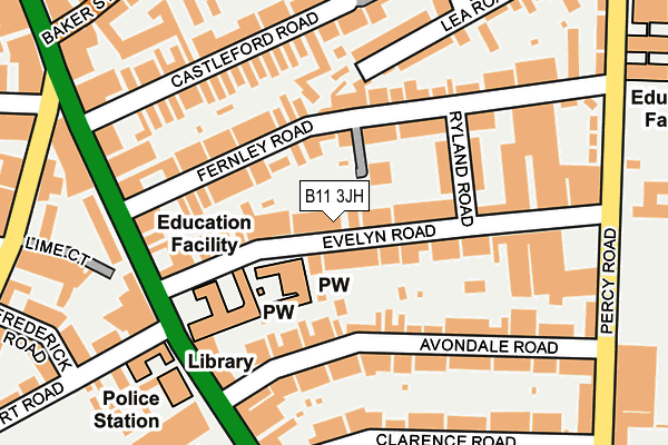 B11 3JH map - OS OpenMap – Local (Ordnance Survey)