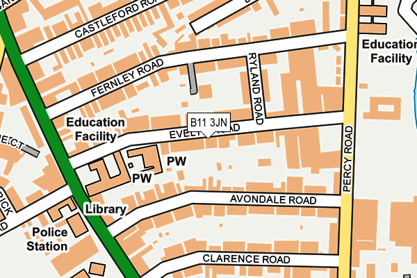 B11 3JN map - OS OpenMap – Local (Ordnance Survey)