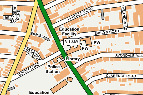 B11 3JW map - OS OpenMap – Local (Ordnance Survey)