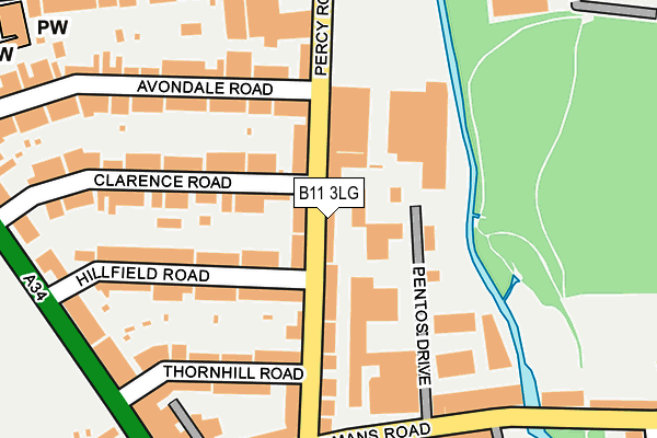 B11 3LG map - OS OpenMap – Local (Ordnance Survey)