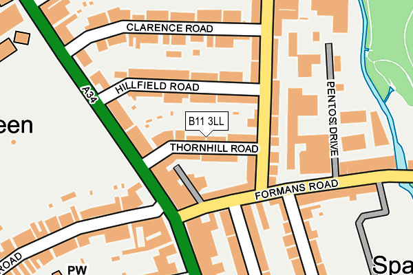 B11 3LL map - OS OpenMap – Local (Ordnance Survey)