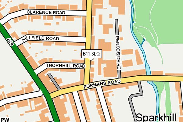 B11 3LQ map - OS OpenMap – Local (Ordnance Survey)