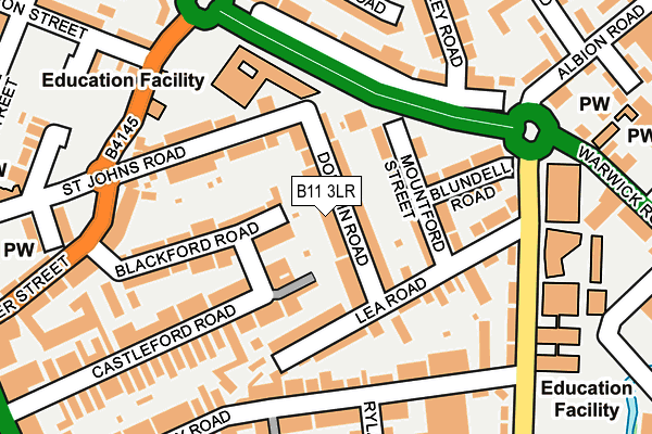 B11 3LR map - OS OpenMap – Local (Ordnance Survey)