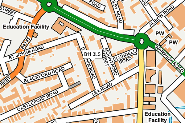 B11 3LS map - OS OpenMap – Local (Ordnance Survey)