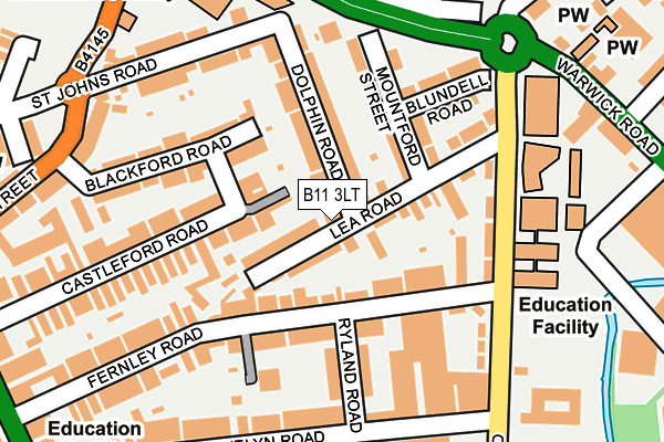 B11 3LT map - OS OpenMap – Local (Ordnance Survey)