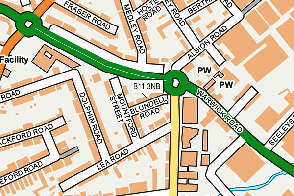 B11 3NB map - OS OpenMap – Local (Ordnance Survey)