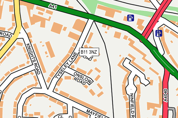 B11 3NZ map - OS OpenMap – Local (Ordnance Survey)