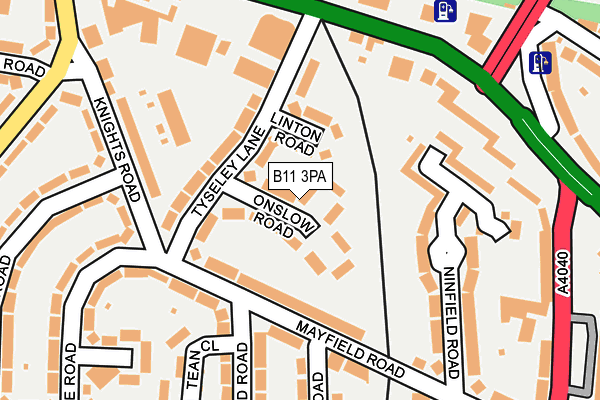 B11 3PA map - OS OpenMap – Local (Ordnance Survey)
