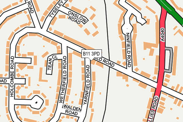 B11 3PD map - OS OpenMap – Local (Ordnance Survey)