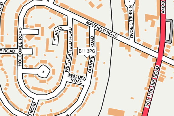 B11 3PG map - OS OpenMap – Local (Ordnance Survey)