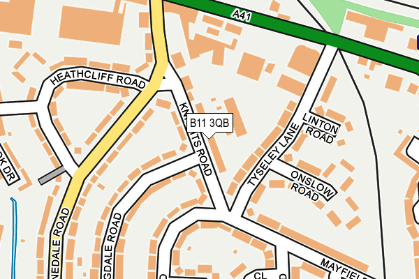 B11 3QB map - OS OpenMap – Local (Ordnance Survey)