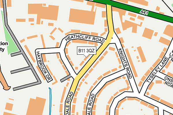 B11 3QZ map - OS OpenMap – Local (Ordnance Survey)