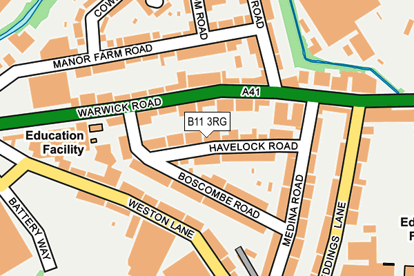 B11 3RG map - OS OpenMap – Local (Ordnance Survey)