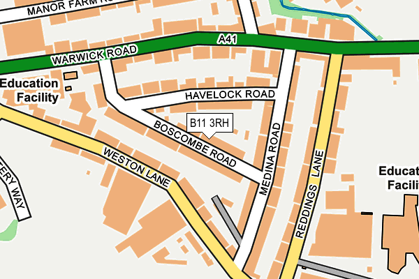 B11 3RH map - OS OpenMap – Local (Ordnance Survey)