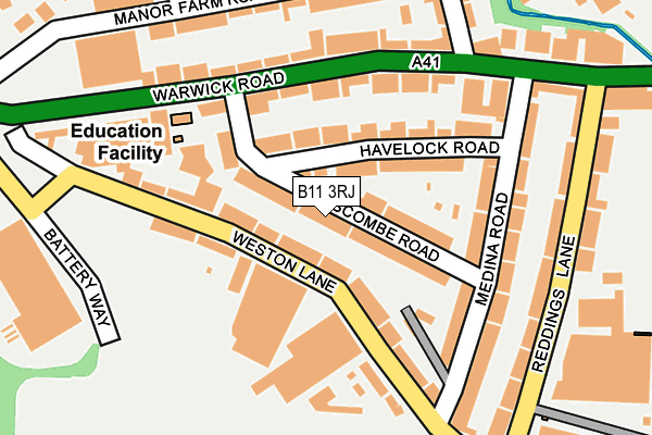 B11 3RJ map - OS OpenMap – Local (Ordnance Survey)