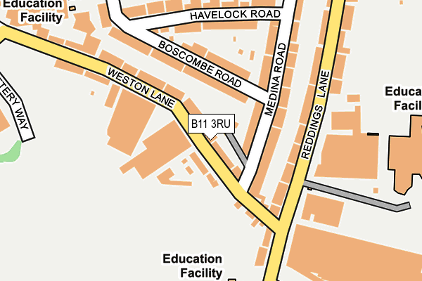 B11 3RU map - OS OpenMap – Local (Ordnance Survey)