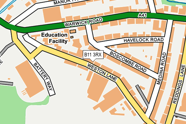 B11 3RX map - OS OpenMap – Local (Ordnance Survey)