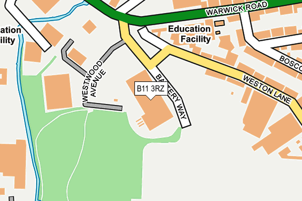 B11 3RZ map - OS OpenMap – Local (Ordnance Survey)