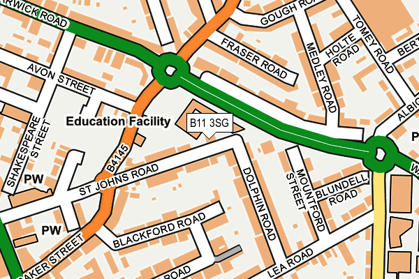 B11 3SG map - OS OpenMap – Local (Ordnance Survey)