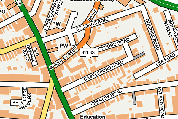 B11 3SJ map - OS OpenMap – Local (Ordnance Survey)