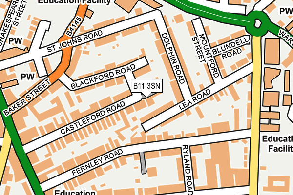 B11 3SN map - OS OpenMap – Local (Ordnance Survey)