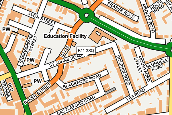 B11 3SQ map - OS OpenMap – Local (Ordnance Survey)