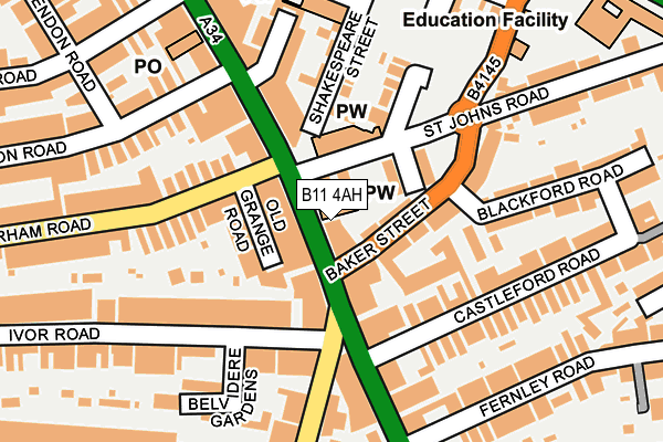 B11 4AH map - OS OpenMap – Local (Ordnance Survey)