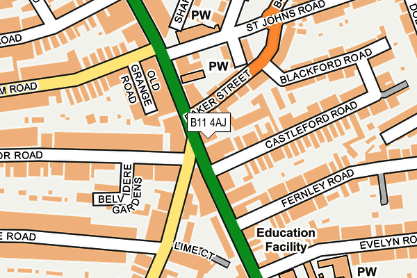 B11 4AJ map - OS OpenMap – Local (Ordnance Survey)