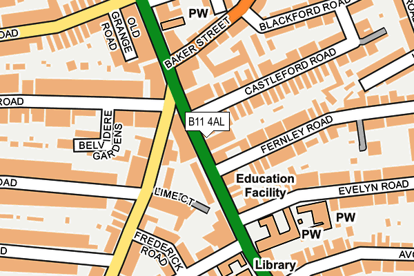 B11 4AL map - OS OpenMap – Local (Ordnance Survey)
