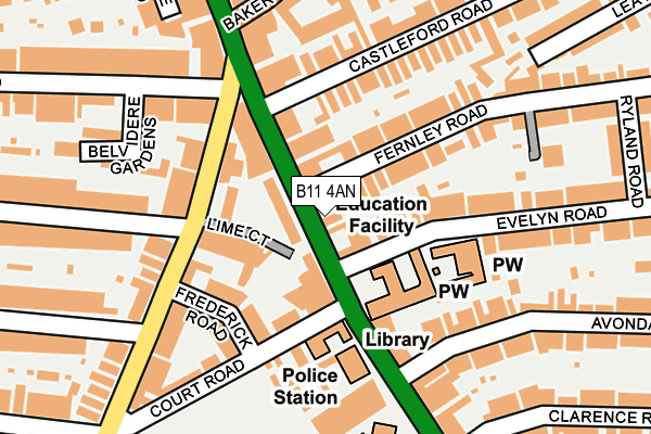 B11 4AN map - OS OpenMap – Local (Ordnance Survey)